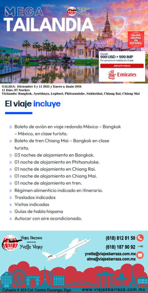 MEGA TAILANDIA DESDE $999 USD