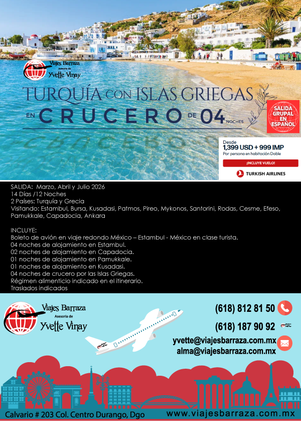 TURQUÍA CON ISLAS GRIEGAS EN CRUCERO
