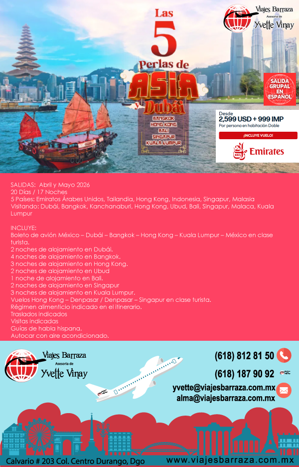 LAS 5 PERLAS DE ASIA Y DUBAI