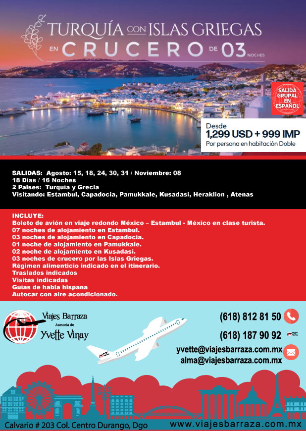 TURQUÍA CON ISLAS GRIEGAS EN CRUCERO