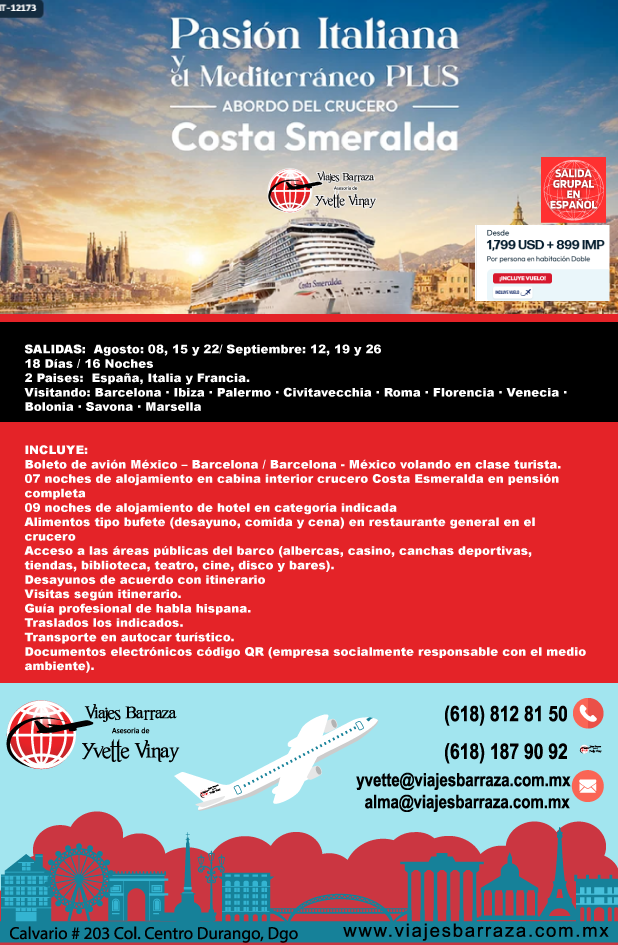 PASION ITALIANA Y MEDITERRÁNEO PLUS EN CRUCERO